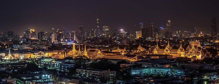 Gran Palacio, Bangkok, Templo, Noche