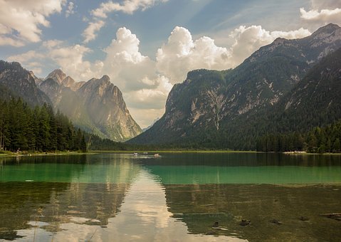 Lago, Montañas, El Agua, Reflexión